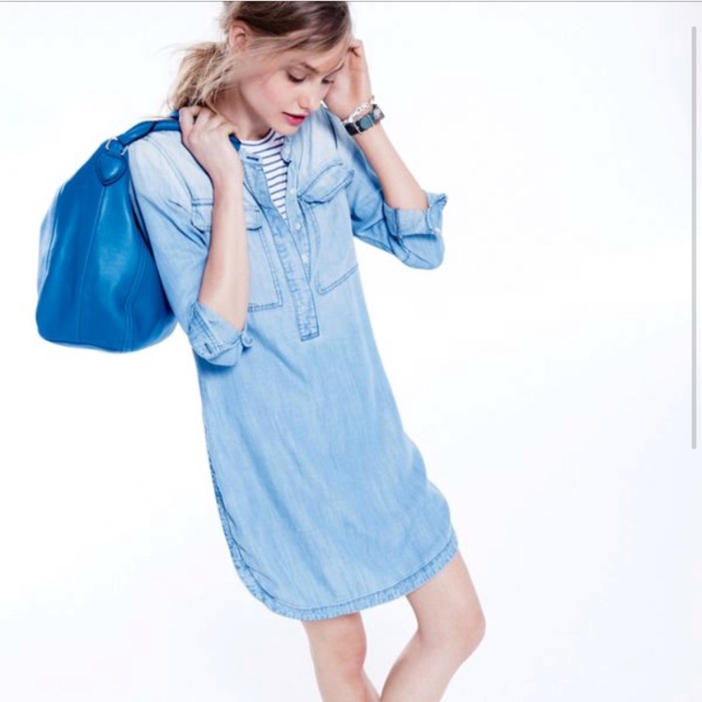 ❌SOLD❌J. Crew Indigo Denim Shirt Dress - Picture 1 of 6